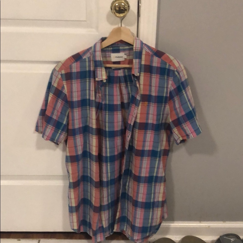 Farah checked slim fit short sleeved shirt